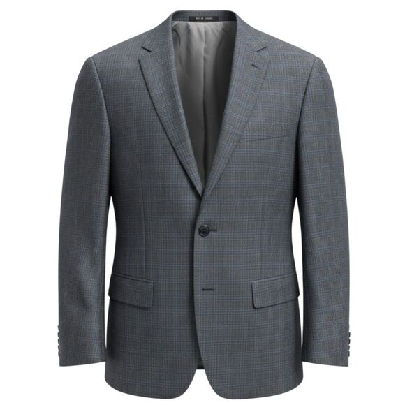 RALPH LAUREN Men's Blazer Sport Coat 2-Button Jacket 48R Navy/Gray Plaid Wool